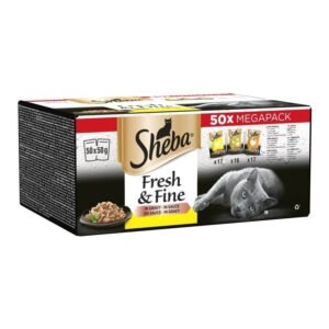 Sheba Cat Wet Food - Fresh and Fine - Cat Pouches Poultry in Gravy - 50 g (Pack of 50)