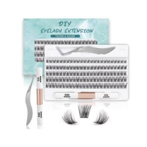 SISILILY Lash Extension Kit-Individual Lashes with Bond and Seal-120 Lash, Tweezers C D Curl 10/12/14/15/16mm(DM17-mix)