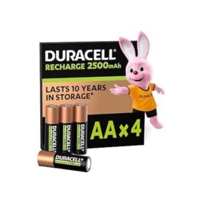 Duracell Rechargeable AA Batteries (Pack of 4), 2500 mAh NiMH, pre-charged,