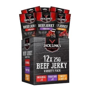 Jack Links Beef Jerky Mixed Case Variety Pack, x4 Sweet and Hot, x4 Teriyaki, x4 Original, Perfect Post Gym Meat Snack
