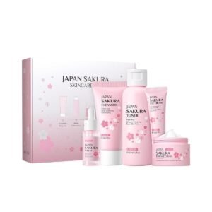 LAIKOU SkinCare Set, JAPAN Sakura Skin Care Sets & Kits - Cleanser,Toner,Face Serum,Eye Cream, Face Cream, Gift Set for Teenage Girls Women Mom Daughter Birthday, Travel Kit for All Skin Types, 5pcs